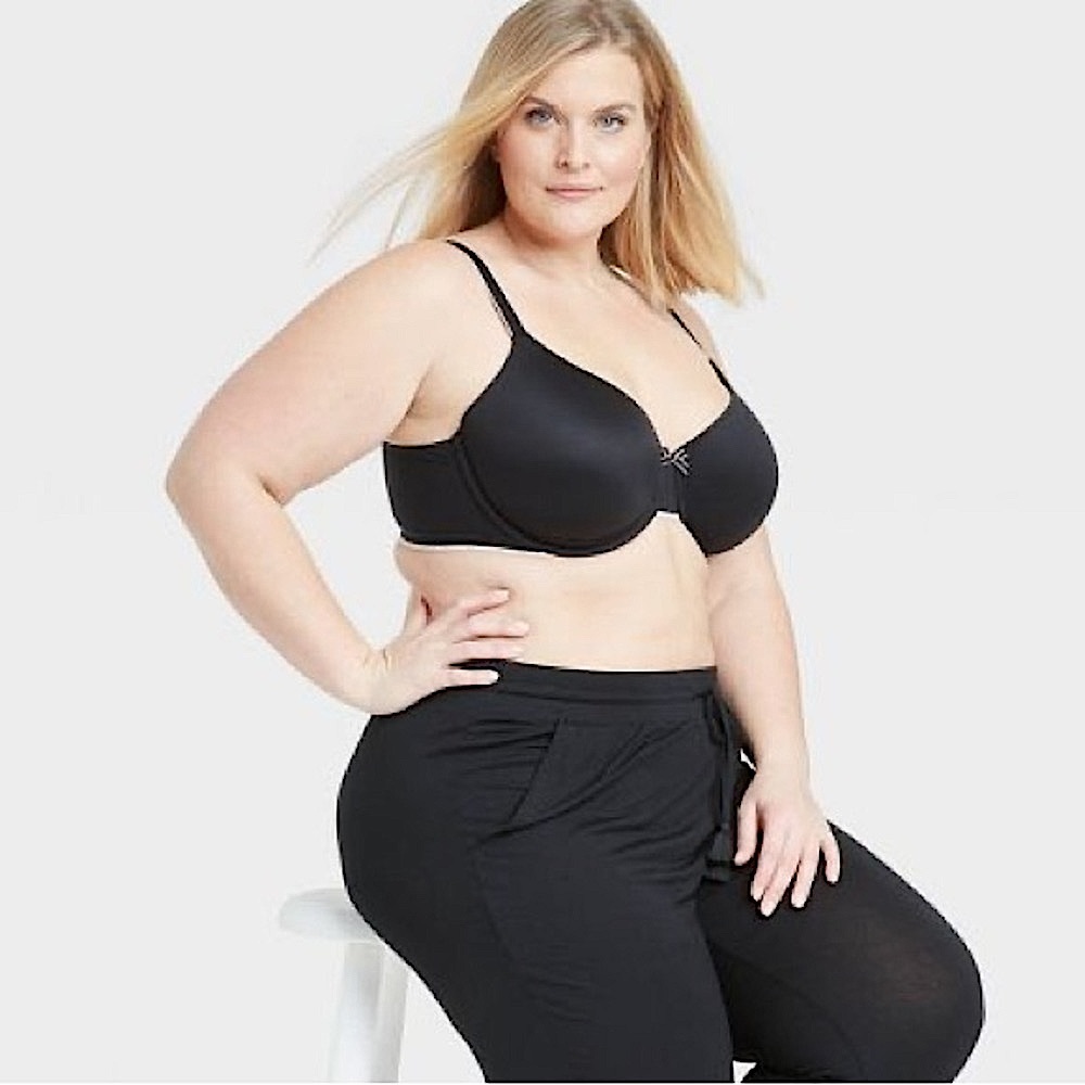 Women's Black Lightly Lined Demi Bra - Auden 46DDD (46F)